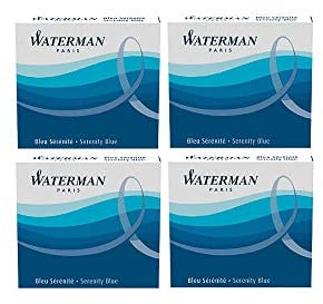 Waterman 4 Cases of 6 International Short Cartridges for Fountain Pen Serenity Blue Ink (Florida Blue)