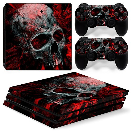 Mcbazel Vinyl Sticker Protect für Konsole & Controller, Pattern Series Haut Aufkleber für PS4 Pro-Red Skull
