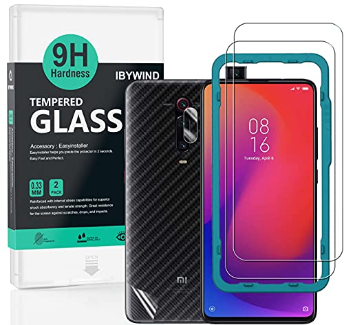 Ibywind Schutzfolie kompatibel mit Xiaomi Mi 9T/Redmi K20/K20 Pro,mit Kamera Schutzfolie,Carbon Fiber Skin für die Rückseite, Inklusive Easy Install Kit (Zentrierrahmen)