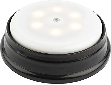 Ideen mit Herz Drehteller | Leuchtsockel | Drehpodest | batteriebetrieben | mit LED-Beleuchtung | mit Timer-Funktion | Präsentation-Teller (Sockel: schwarz | Licht: warmweiß)