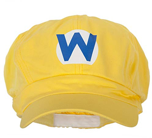 e4Hats.com Mario Luigi Wario Waluigi Heat Transfer Cotton Elastic Newsboy Cap, gelb, Einheitsgröße