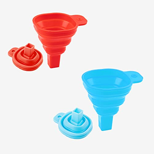 AUEAR, Embudo plegable de silicona para cocina, embudo de pintura de diamantes, embudo conveniente para botella de agua, aceite, líquido, polvo, grado alimenticio (apertura de boca cuadrada)