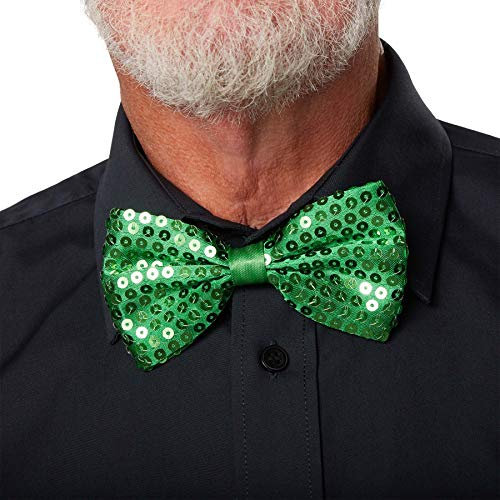 dressforfun 901019 Pailletten Fliege für Damen und Herren, Glitzer Schleife in Einheitsgröße, Bow Tie für Party Kostüm Fasching Karneval Zubehör Accessoire - diverse Farben - (grün | Nr. 303675)