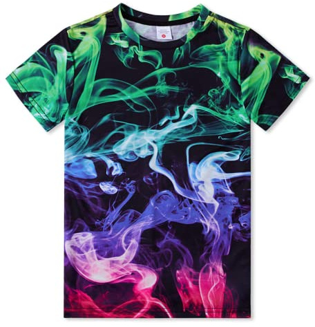 Belovecol T-Shirt 3D pour garçons et Filles Cool Summer T-Shirts colorés T-Shirt à Manches Courtes 6-8 Ans