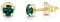 DTPsilver - Winzige Ohrringe 925 Sterling Silber Gelb Vergoldet mit Kristallen von Swarovski® Elements Runde Sehr kleine Ohrstecker - Durchmesser 4 mm - Farbe : Smaragd