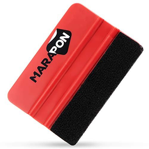 MARAPON® Rakel für Folie [10x7.3 cm] mit Filzüberzug - Für Fensterfolien und Auto Folien - Hochwertige Folienrakel auch für Carbon Folie und Möbelolie geeignet