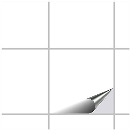FoLIESEN Fliesenaufkleber - PVC-frei - 20x20 cm für Bad, Küche, Badezimmer - Fliesen-Folie selbstklebend - 30 Klebefliesen, .:Weiß matt