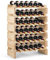 GOPLUS Casier à Bouteilles pour 36 Bouteilles, Range Bouteille Vin avec 6 Étagères, Porte Bouteille en Pin Massif, Grand Espace Superposable, pour Bars, sous-sols, 63 x 28 x 85CM, Naturel
