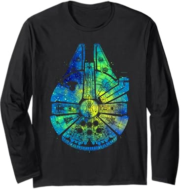 Star Wars Millennium Falcon Water Color Ink Splatter Langarmshirt