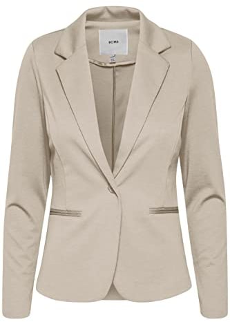 ICHI IHKATE BL Damen Blazer Kurzblazer Jacke Ein-Knopf-Blazer mit Stretch und Reverskragen, Größe:M, Farbe:Doeskin (151308)