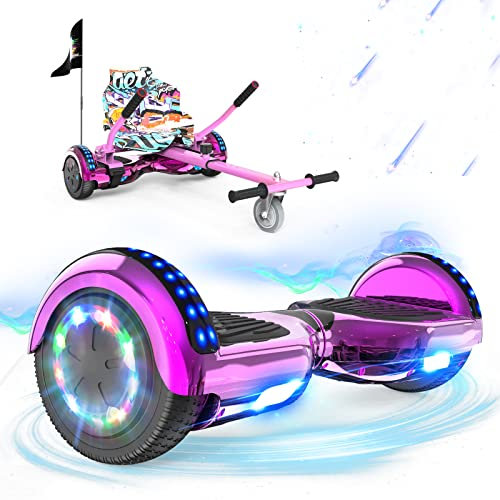 RCB Hoverboards mit Sitz Hoverkart komplett für Kinder, Skateboard mit Set, Hoverboards mit LED Lichtern und Bluetooth, Geschenk für Kinder