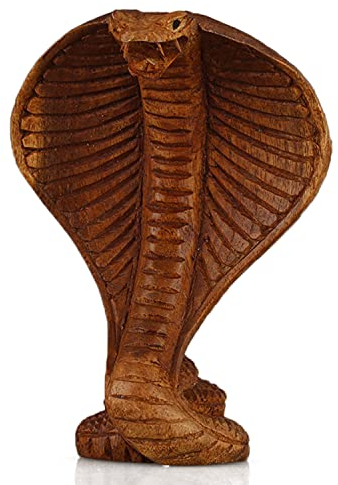 ART-CRAFT Kunsthandwerk aus Bali von Hand Geschnitzte wunderschöne deko Holz Miniatur Kobra Tierfigur. Ideal als Wohnzimmer deko Figur oder als Regaldekoration. Hervorragend als Geschenk geeignet.