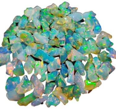 sunrisegemstone Natürlicher Welo Fire äthiopischer Opal, AAA-Qualität, poliert, Cabochon, kalibrierte Größe, lose Edelsteine, Schmuckherstellung, 5 Stück, mehrfarbig