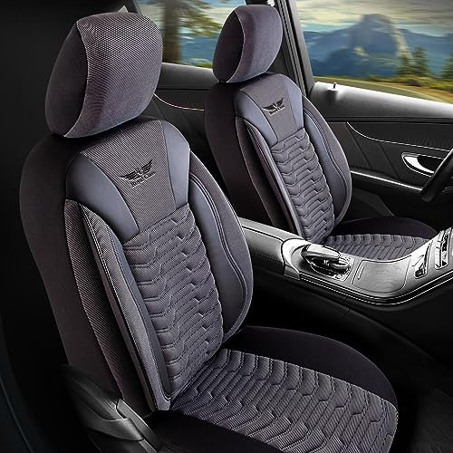 Royal Class Auto Sitzbezüge kompatibel für Ford C-Max in Dark Grau Fahrer und Beifahrer, Autositzbezug Schonbezug Sitzbezug Auto Komplettset 2-Sitze Kunstleder