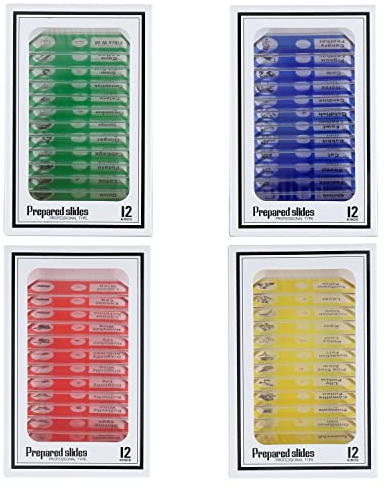 HUAREW 48 PCS Prepared Microscope Slides Specimen Insects, Animals, Flowers, Plants, Biological Specimens, Microscope Slide, Enlightening Science Education for Kids Children Students