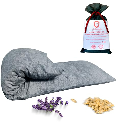 Saco Semillas Microondas Cervical Térmico de Semillas y Lavanda - 100% algodón - 47x15cm – Bolsa Cojín con Aroma Calor y Frío Multiusos Saquito Pies Calienta Camas y Lumbar – Saco Térmico Semillas