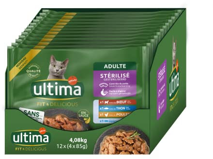 ultima Nourriture humide, Poulet, Bœuf, Thon et Poisson de l'Océan, 4 Unité (Lot de 12)