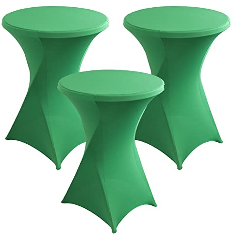 KAYBTNT 3er Set Stretch Stehtisch Hussen - Bistrotische Stehtischhussen Ø 60/80 cm, Pflegeleicht Abwischbar Schnelltrocknend, Hochwertige Tischhussen für Stehtische,Grün,80cm/32inch