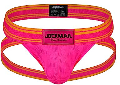 Mens Underwear Jockstrap Atletico Sostenitore Slip Uomo Arcobaleno Uomini Jockstrap Confortevole Uomini Sport Intimo per Palestra Sport, Rosa, XL