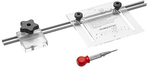 POWERTEC Cabinet Hardware Jig w/Center Punch, T Track & Stop Block, Drawer Jig for Installing Pulls, Knobs, Handle on Cabinet & Drawer, Woodworking Tools for Cabinet Handles Installation (71376)