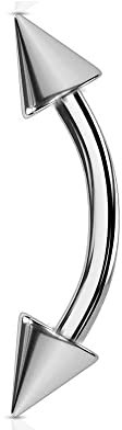 Jewel Barrel Banane Piercing Augenbrauen Schmuck Barbell Helix Daith Ohrringe Körperschmuck 16g (1,2 mm) 6 | 8 | 10 | 12mm Stablänge mit Chirurgenstahl mit Kegel Spitzen (Silber, 12)