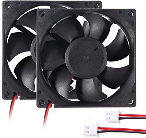 2 Stück 80mm CPU Lüfter 80mm Gehäuselüfter 80mm x 80mm x 25mm Computer lüfter 24V PC Lüfter 8CM 2 Pin CPU Kühler 8025 Bürstenloser Lüfter 2800 U/min für Inverter Router Belüftung Lüfteraustausch