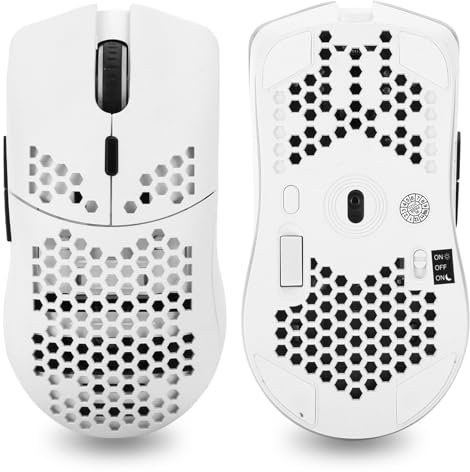 Zunate Wireless Gaming Mouse, 2.4GHz Wireless Hollow Computer Games Mouse with RGB Color Light, 3600DPI 6 Keys Mouse, for Laptop/Computer/PC (White)