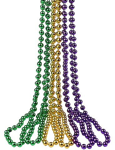 AOVNA Mardi Gras Perlen Halskette sortiert Perlen Halskette Karneval Halskette Neon Bunte Perlenschnur für Kostüm Zubehör, 32, Kunststoff, Kein Edelstein
