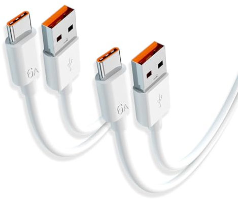2 Pack 6A Type C Cable,USB C Fast Charging Cable,65W Fast Charger Lead,USB C Cord for Huawei, Samsung, Xiaomi, OnePlus, Sony Xperia, HTC, LG, Moto, Google Pixel, Tablet, MacBook, Switch, etc