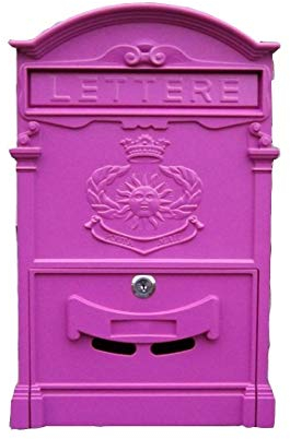 Briefkästen Briefkasten, Wasserdichter Briefkasten Für Den Außenbereich, Wandbriefkasten Mit Schloss Und Schlüssel, Lila Rosa Wasserdichter Briefkasten