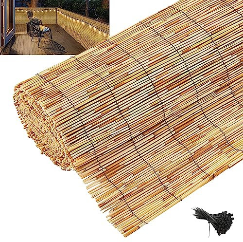 Balkon Sichtschutz Terrasse Schilfrohrmatte Weidenmatte Natürliches Schilf Wetterfest Sonnenschutz Sichtschutzmatte Natur Schutzmatte Gartenzäunen Garten offene Terrasse Dachfenster Schilfzaun Rolle (