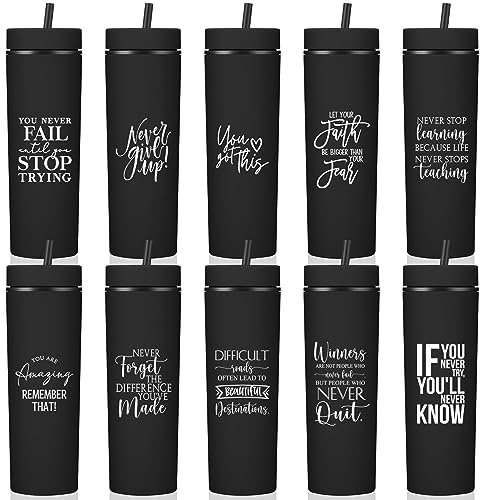 Tioncy Dankeschön-Geschenk für Mitarbeiter, 473 ml, matt, inspirierend, schmaler Becher mit Deckel und Strohhalm, Valentinstagsschätzung, Team-Geschenke für Kollegen, Lehrer, Sekretäre (klassisch)