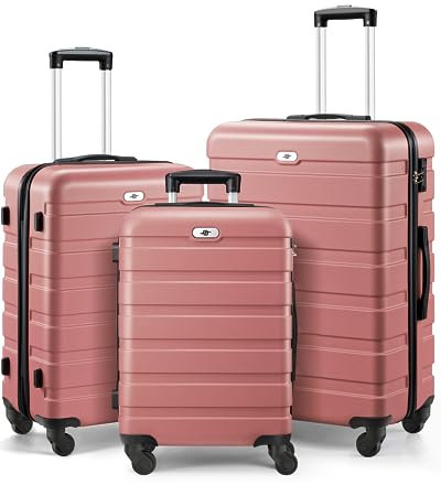 Ensembles de bagages de 3 pièces avec roulettes pivotantes, ensembles de bagages à coque dure pour femmes, bagages de voyage de 20 à 24 28 pouces, rose gold, 3-Piece Set(20/24/28), Ensemble de 3