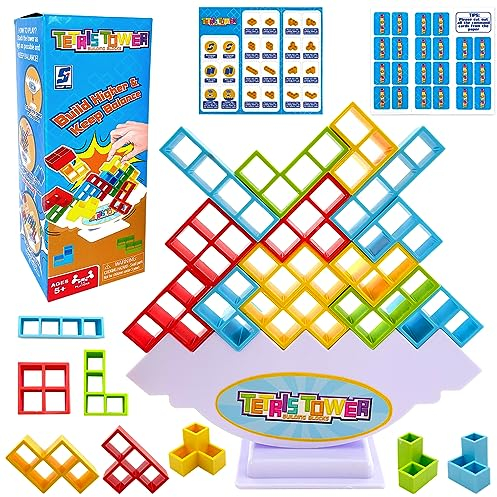 Lets Joy Tetra Tower Balance Spiel, Tetris Balance Spielzeug, Schaukelstapel Hoch Kinder Balance Spielzeug, Balance Bausteine Kinder, Stapelspiel Spielzeug, Montessori Spielzeug, Lernspielzeug
