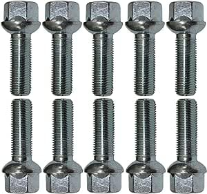 10 bulloni per ruota, colore argento, R14, M14 x 1,5, 60 mm