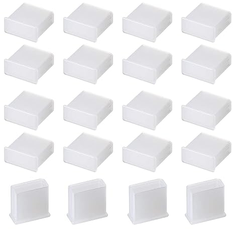 TOP-VIGOR 20Pcs USB Male Cap Port Cover Anti Dust, 13mmx5mm USB Plug Stopper Port Silicone Protector Lids, White USB Cover Cap Laptop Port Protector
