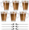 Crystals Set of 6 Latte Glasses, Latte Mugs 240 ml Temperature Resistant - Stylish Latte Cups Hot Drink Cafe Mugs - Ideal for Ice Cream Latte, Espresso, Cappuccino & Hot Chocolate - Transparent