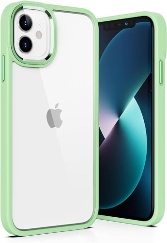 ULAK Cover per iPhone 12/12 Pro, Trasparente Retro PC Rigido + Cornice di TPU Morbido Anti-Giallo Chiaro Protettiva Custodia Compatibile con Apple iPhone 12 / 12Pro, Verde