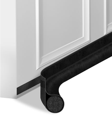 Dimeho Tür Zugluftstopper Set 95 cm verstellbar Tür Zugluftblocker Türfeger Wetterschutz Lärm Kaltluft Türbodendichtung für Innen-/Außentüren (schwarz)