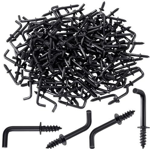 HINZIC 150pcs 1/2 Nero Piccoli Ganci a L A Vite Ad Angolo Retto Ganci Quadrati Bend Ganci Ganci Gioielli Ganci