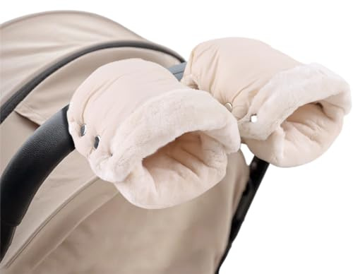 Stroller Hand Muff Windproof Anti-Freeze Pram Hand Warmer Warm Baby Stroller Gloves Pushchair Mittens (White)