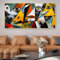LSYALUCK Große Wandkunst, abstrakte Figur, Augen, Mund, Gemälde, Druck auf Leinwand, Wandkunst, Bilder, moderne Heim- und Wohnzimmerdekoration, 95 x 186 cm (37 x 73 Zoll), mit Goldrahmen