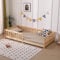 ecomi® Kinderbett 90x200 Bodenbett Kinder Bett mit Rausfallschutz und Lattenrost für Kinder Kinderbetten für Mädchen und Jungen Massivholz Kiefer in Natur