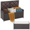 TANGZON 128L Outdoor Storage Bench with Seat Cushion, Patio Mix Brown Wicker Deck Box with Waterproof Liner and Side Handles, Garden Storage Box for Cushions, Garden Tools, Pool Accessories