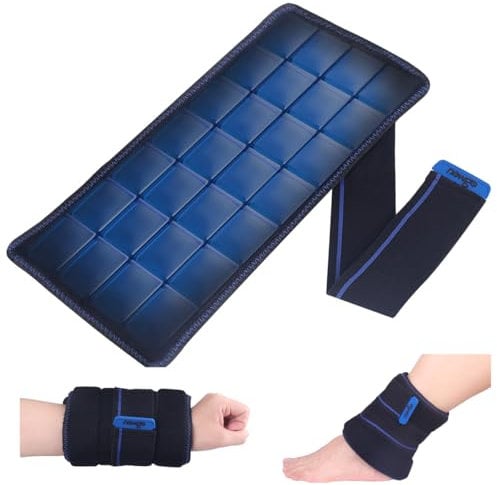 NEWGO Groß Kühlpads mit Klettband Wiederverwendbare Kühlakkus Mehrfach Kalte Kompresse, Verletzungen von Handgelenk, Arm, Knie, Hals, Knöchel 33x17CM
