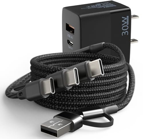 DJI 30W Charger for Mini 4 Pro, Mini 3 Pro, Mavic 3, Air 2S, Avata Drone - 3-in-1 USB C Fast Wall Charger with Dual Port Power Cord for DJI FPV Remote Controller Battery Accessories