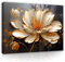 WallArena - Leinwand Bilder - Blumen Abstrakt Beige Gold - 60x40 cm Leinwandbilder - Bild auf leinwand - Wandbild XXL groß Wandbilder für Wohnzimmer Schlafzimmer Wohnzimmerbilder Modern