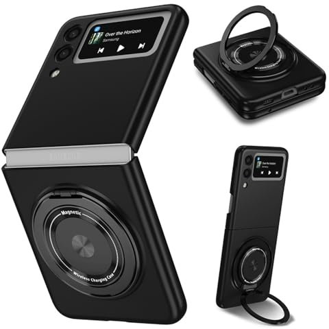 ZHOZEXIN Compatible with Samsung Galaxy Z Flip 3 Case, Magnetic 360° Rotating Ring Shockproof ,Supports wireless charging Cover for Samsung Galaxy Z Flip 3 5G (Black)
