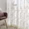 Amidoudou 1 Paar luxuriöse bestickte Tüllvorhänge für Wohnzimmer Hochzeit 3D-Goldblume durchscheinende Vorhänge (weiß, 160 x 228 cm)