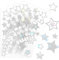 Stern Aufkleber 7 Größen Glitzer Silber Etiketten Selbstklebend Star Crystal Glitter Strass Sticker zum Basteln Funkelnde Etiketten für Geschenk Decoration Kleid Patch Furniture Scrapbooking, 4 Bögen